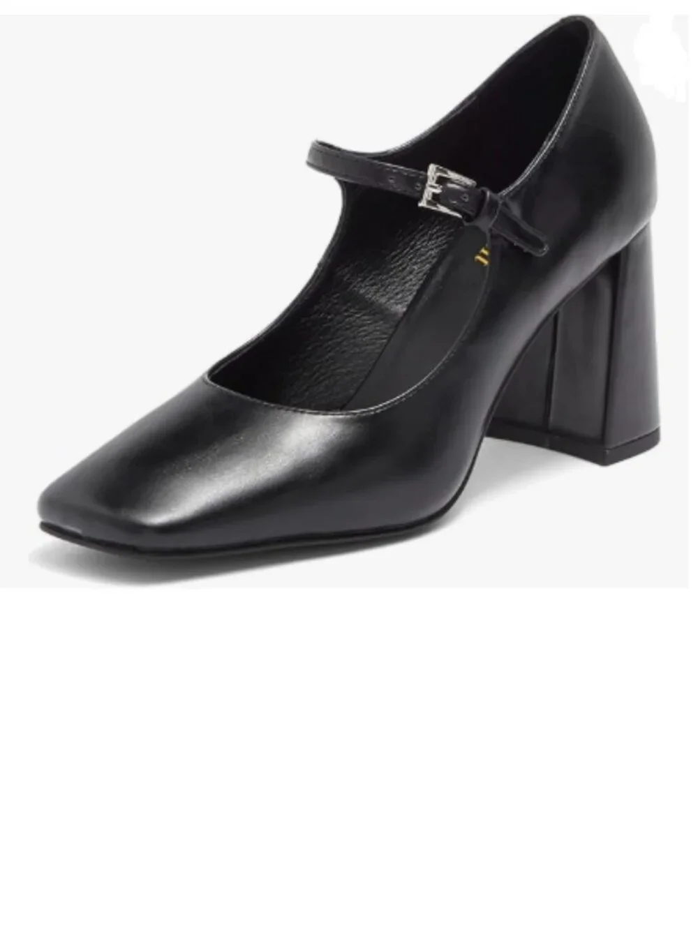 miss left Black Cute Mary Janes Square Toe Block Chunky Heel Ankle Strap Pumps
